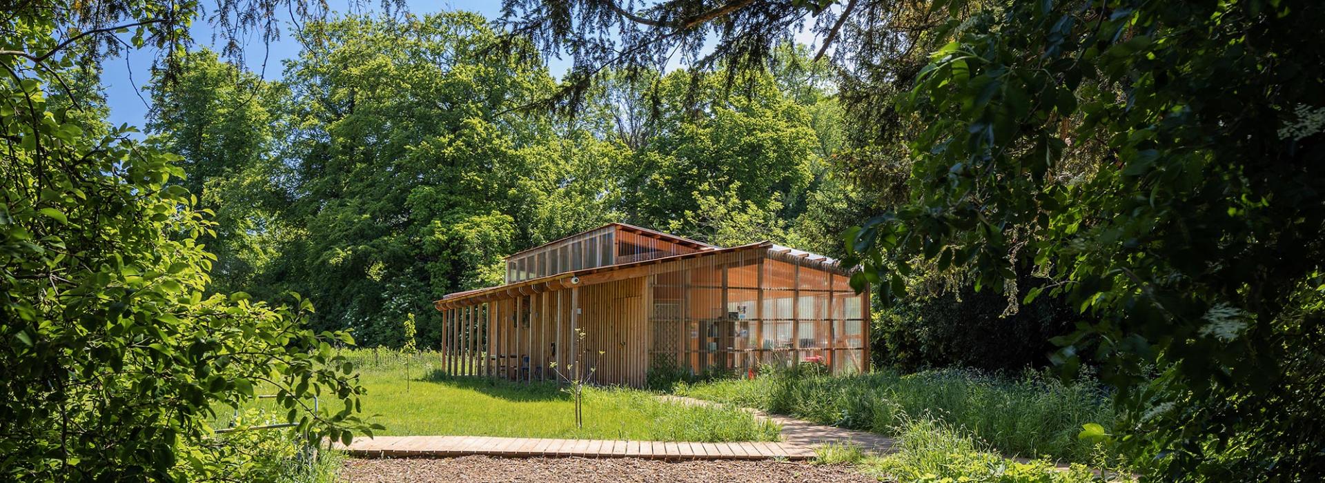 Liberty Woodland School greenhouse classroom in woodland setting