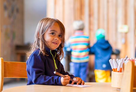 Primary students in den learning