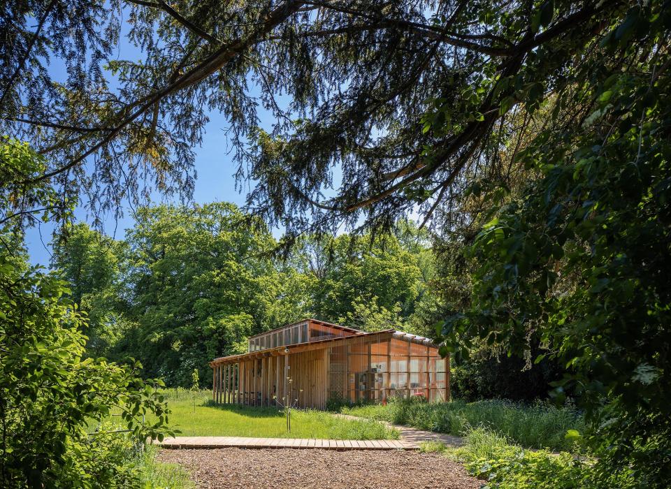 Liberty Woodland School greenhouse classroom in woodland setting